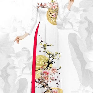 Vietnamese Traditional Ao Dai silk 3d print for Women|girl  (set with pants)