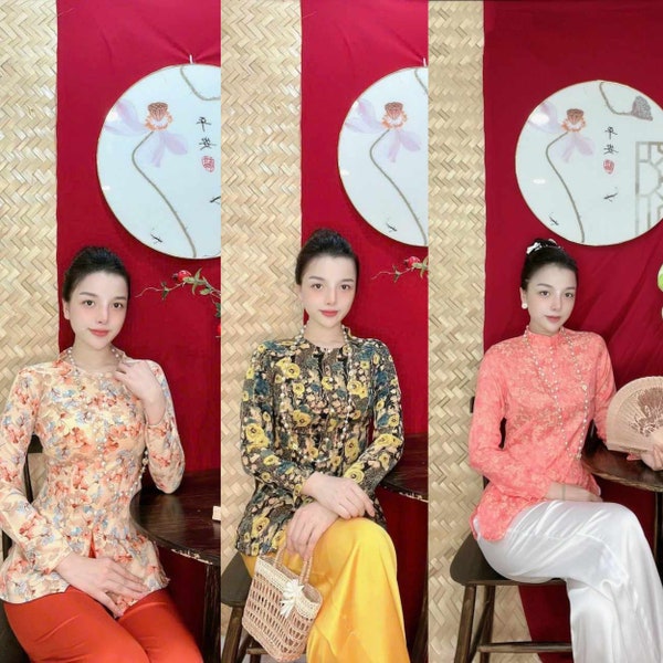 Áo bà ba in 3d/bà lai gấm/bà ba trơn nguyên bộ (Southern Vietnamese shirt)-include  pants--ready to ship