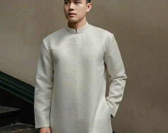 Men | groomsmen| youngmen ao dai truyen thong in green|grey| light pink |Ao Dai Lunar New Year 2026