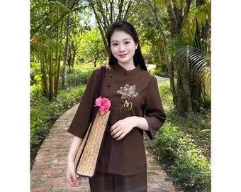 women buddhist clothing set, meditation clothes, pajamas(do bo phat tu, do phap phuc)