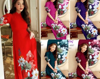 Vietnamese dress for girl and women with pants (ao dai nguyên bộ)-S-5XL--ready to ship