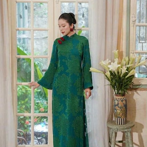 Vietnamese traditional Ao Dai Soft Gam for Women|girls|teen set