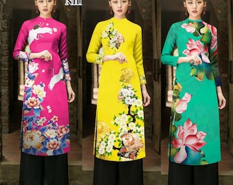 Pre-made: Vietnamese dress (áo dài cách tân)-no pants--ready to ship