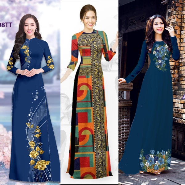 Vietnamese Traditional Ao Dai for Women nguyen bo(with pants), Ao Dai for Girls, Ao Dai for Women, Ao Dai Viet Nam 3D print-ready to ship