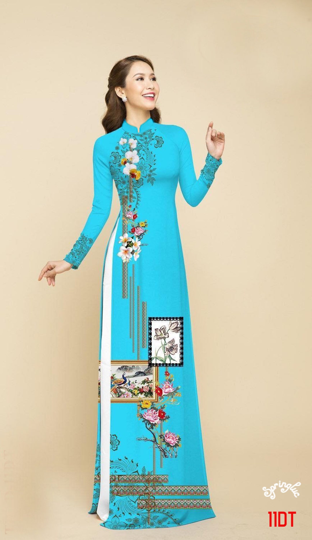 Vietnamese Traditional Ao Dai for Women Nguyen Bowith Pants, Ao Dai for ...