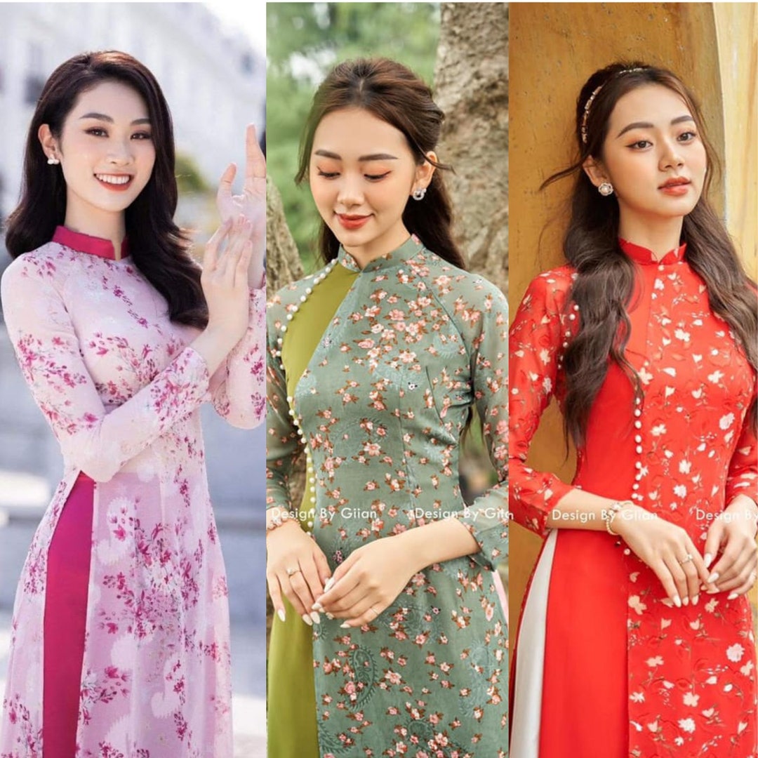 Pre-made: Vietnamese Traditional Dress ao Dai Nguyen Bo - Etsy