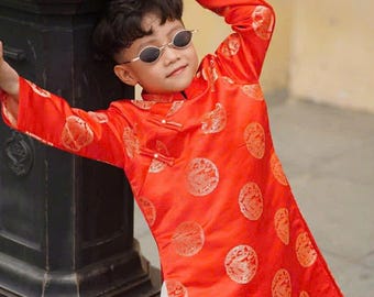 Ao Dai Lunar New Year 2026| Vietnamese dress children and teen boy aodai (áo dài bé trai, thieu nien)| family set