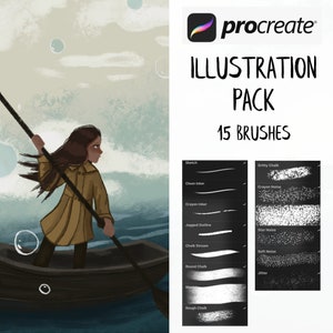 Illustration Brush Pack For Procreate, procreate crayon brushes, procreate chalk brushes, procreate noise brushes, procreate brushes, gouach