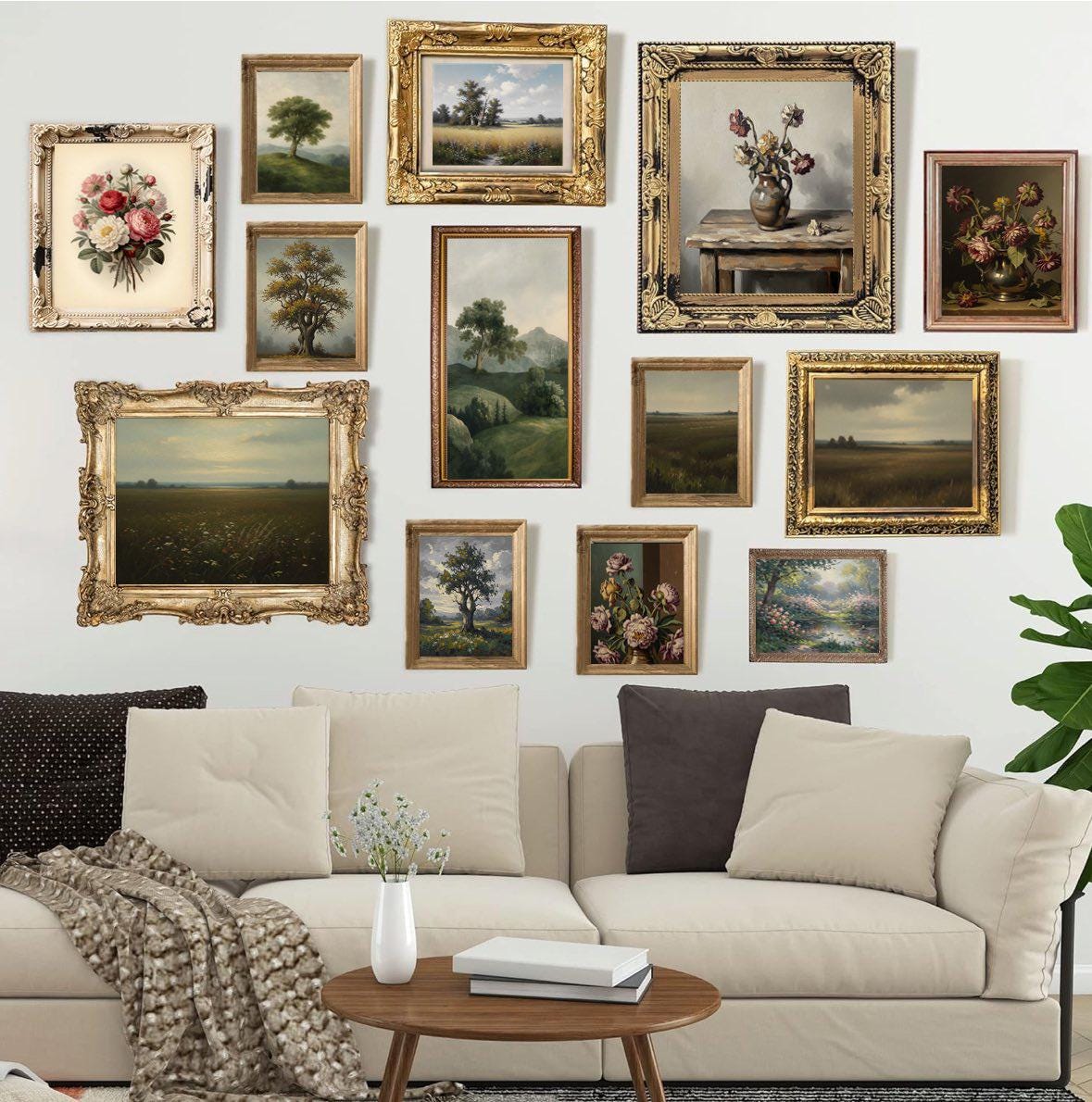 Set of 20 Vintage Wall Art - Vintage Pictures Wall Decor, Moody Gallery ...