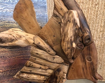 Teak Wood Fish Driftwood Teak Art Hand Carved Teak Root Abstract Fish Beach Décor Coastal Decor