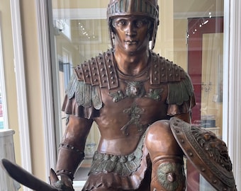 Large Bronze Gladiator Roman Soldier Centurion Sculpture Roman Classical Statue