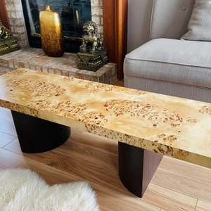 Custom Burl Wood Coffee Table Tall Contemporary Coffee Table Burl Wood Mid Century Modern Furniture Made in USA