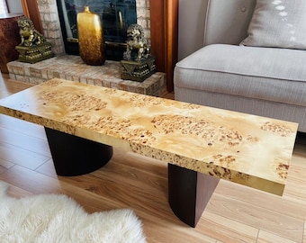 Custom Burl Wood Coffee Table: Mid Century Modern Furniture