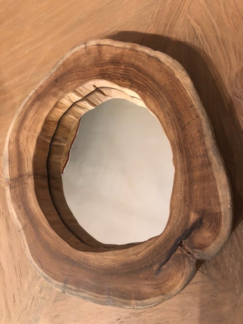 Teak Wood Mirror Frame Live Edge Wood Natural Teak Wood Wall Etsy