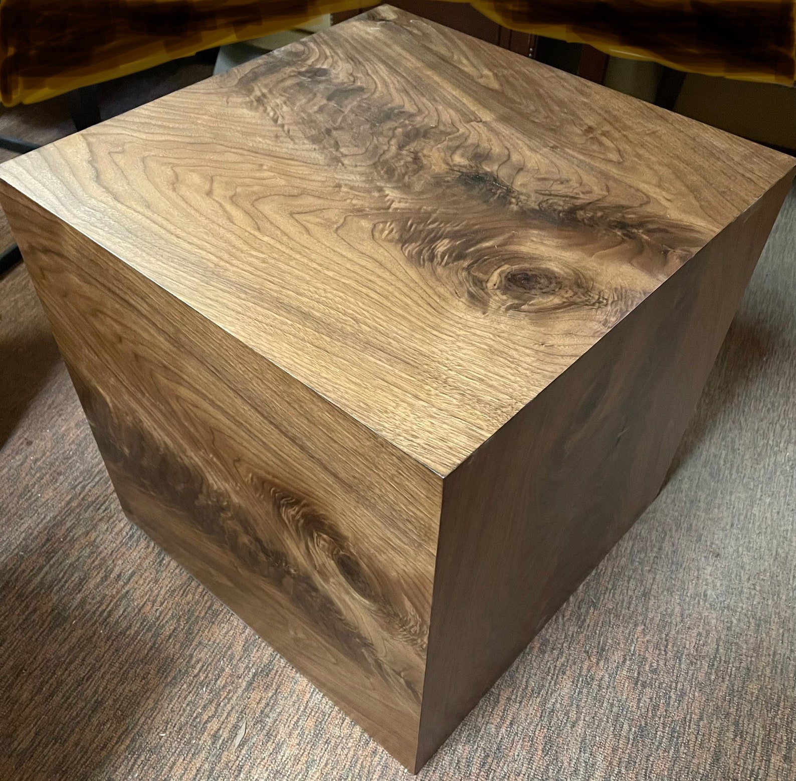 Mid Century Retro Cube End Table MCM Side Table Walnut Wood Etsy