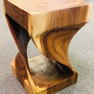 Twisted Suar Wood Side Table: 18&quot; Plant Stand Pedestal