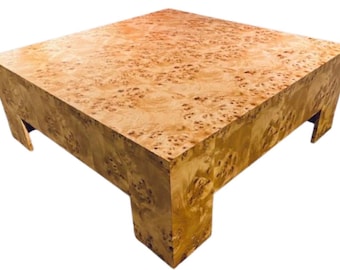 Burl Wood Coffee Table: Mid Century Modern 1970s Style