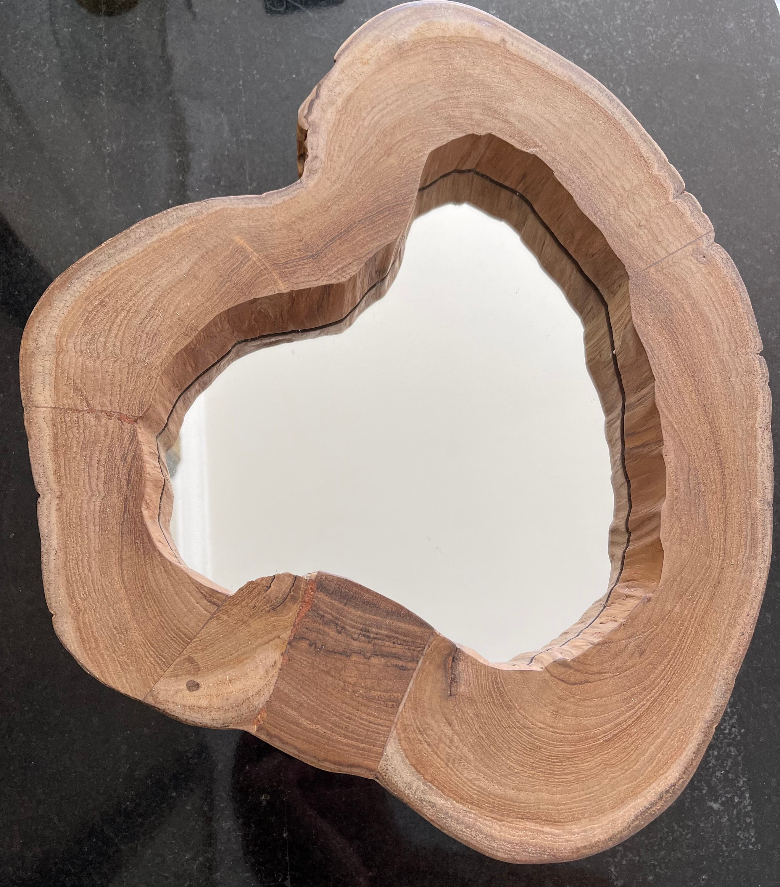 Teak Wood Mirror Frame Live Edge Wood Natural Teak Wood Wall Etsy