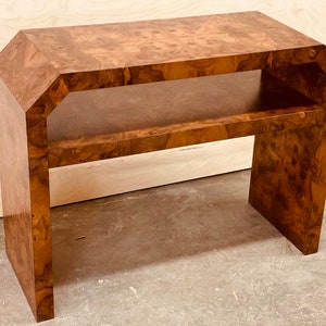 Genuine Burl Wood Console Table 1970s Retro Style Sofa Table Burl Wood TV Stand Mid Century Modern Furniture Made in USA
