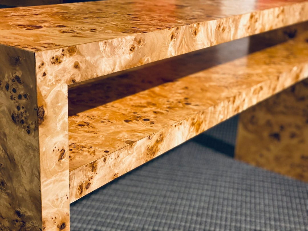 Genuine Burl Wood Console Table 1970s Retro Style Sofa Table Burl Wood