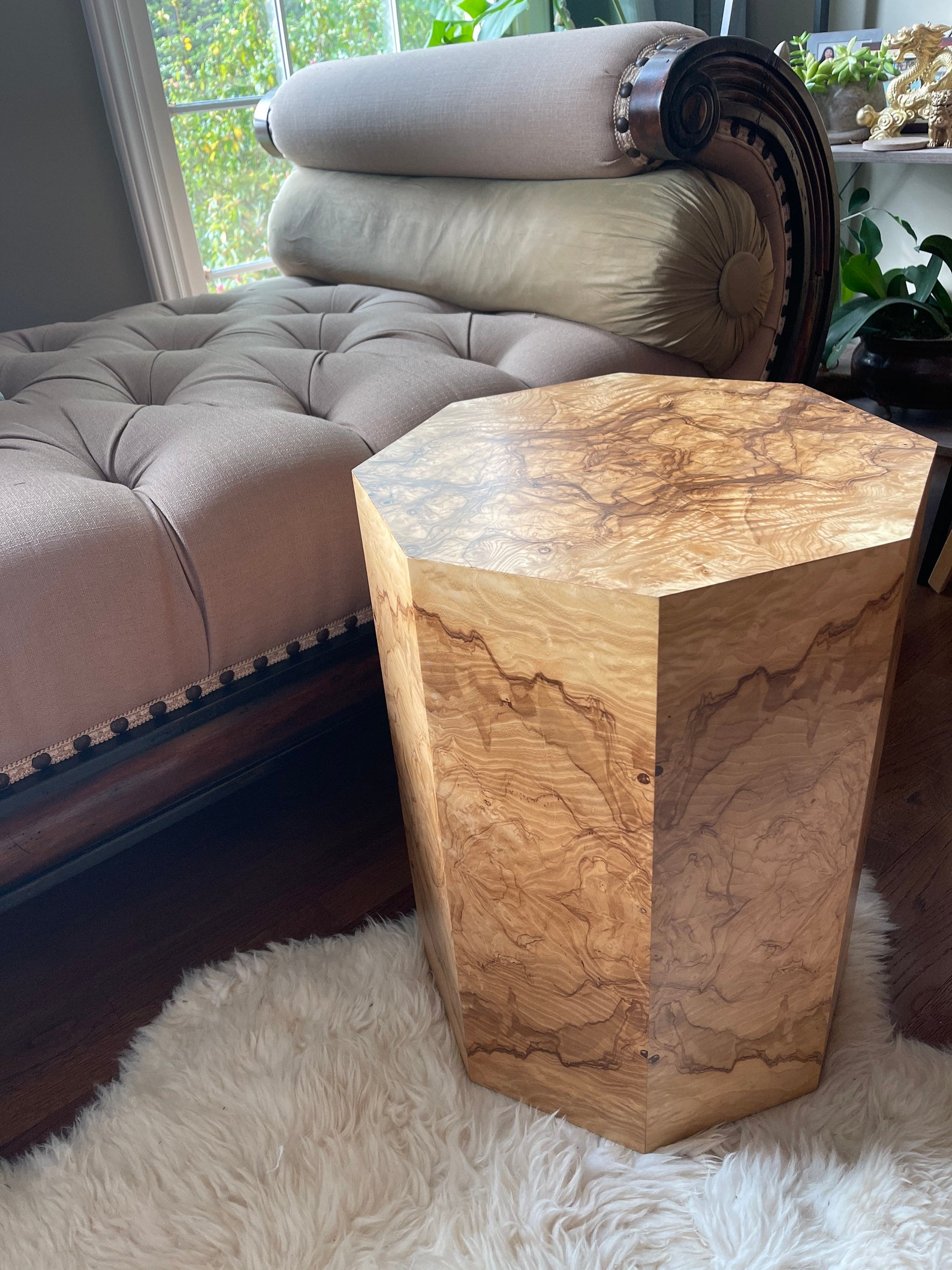Mid Century Octagon End Table 1960s 1970s Side Table Burl Wood Etsy