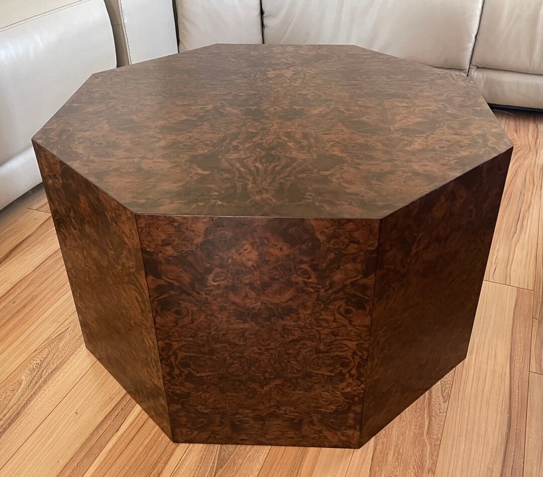Genuine Burl Wood Octagon Coffee Table Mid Century Modern Furniture Geo