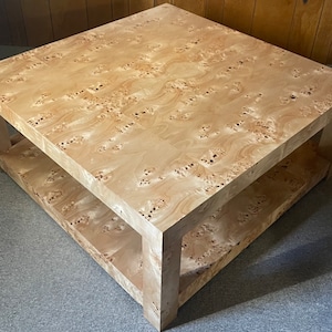 Genuine Burl Wood Coffee Table Mid Century Modern 1970s Style Custom Furniture Made in USA