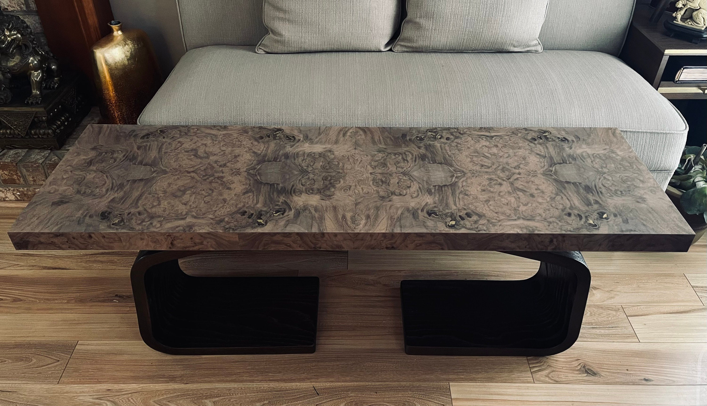 Table Basse en Bois Burl Personnalisée Grande Table Contemporaine Wood Mid Century Meubles Modernes 