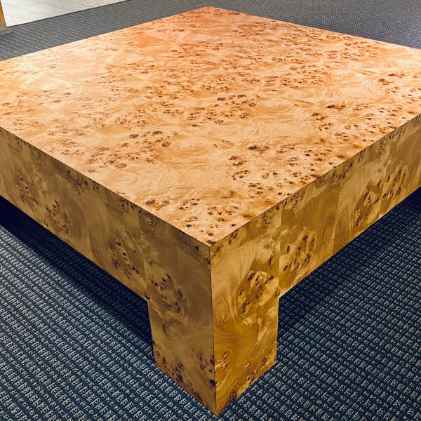 Echte Burl Wood salontafel Mid Century Modern jaren 1970 stijl op maat gemaakt meubilair gemaakt in de VS