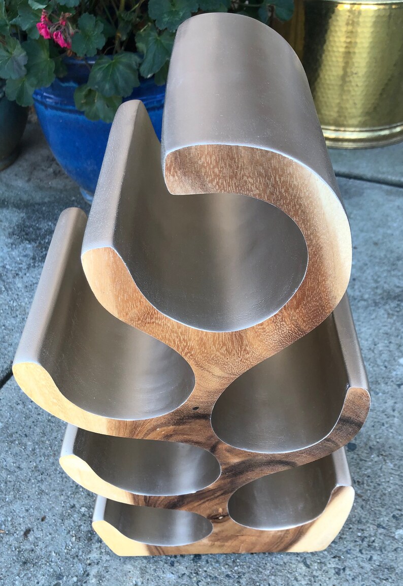 Teak Wine Rack Hand Carved Teak Wood Wine Holder Etsy