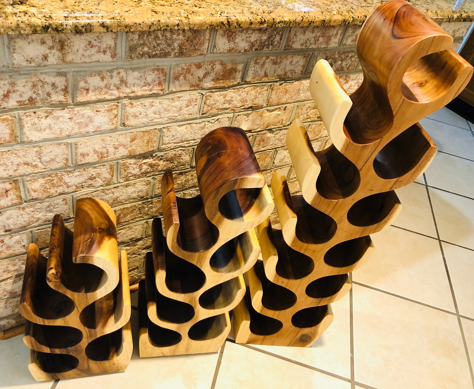 Teak Wine Rack Hand Carved Teak Wood Wine Holder Etsy