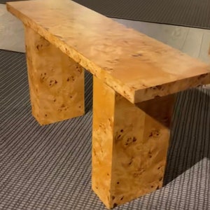 Genuine Burl Wood Desk Console Table 1970s Retro Style Sofa Table Contemporary TV Stand Mid Century Modern Furniture Made in USA