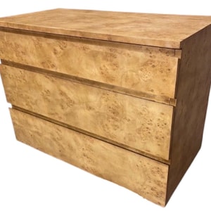 Burl Wood Nightstand: Mid Century Modern Record Cabinet, Made in USA
