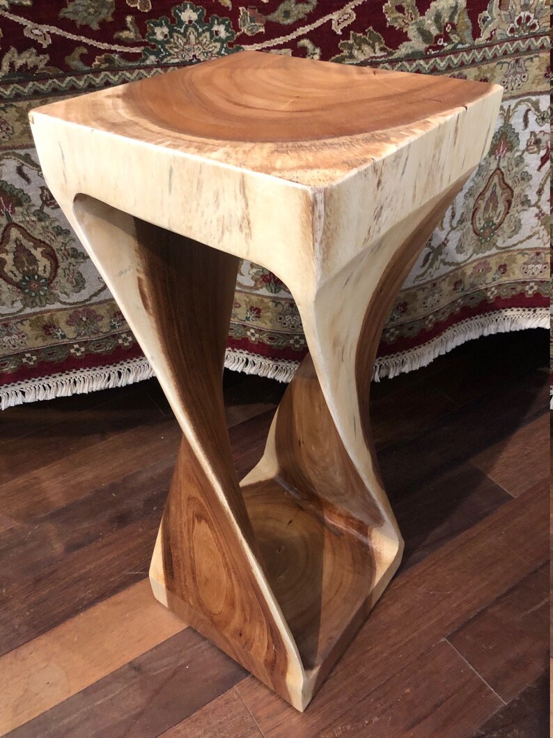 Twisted Teak Side Table Teak Wood End Table 29 inch Tall Teak Etsy