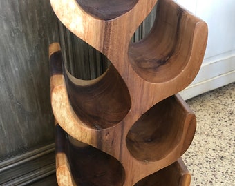 Teak Wine Rack Hand Carved Teak Wood Wine Holder