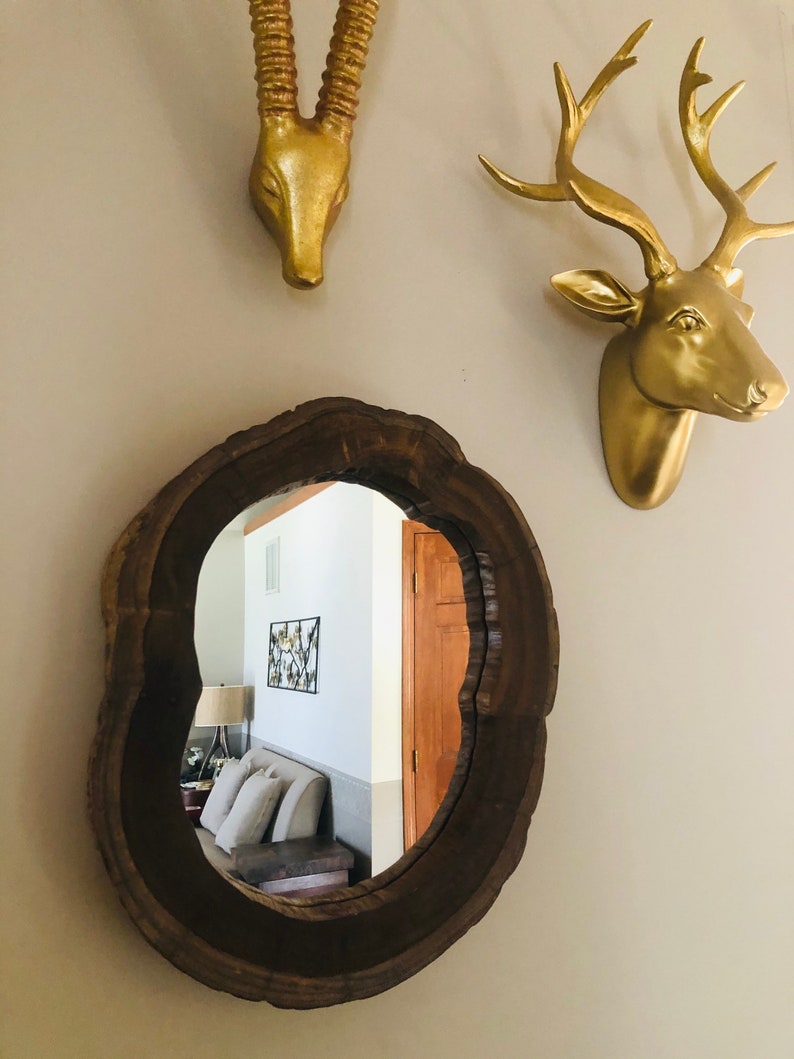 Teak Wood Mirror Frame Live Edge Wood Natural Teak Wood Wall Etsy