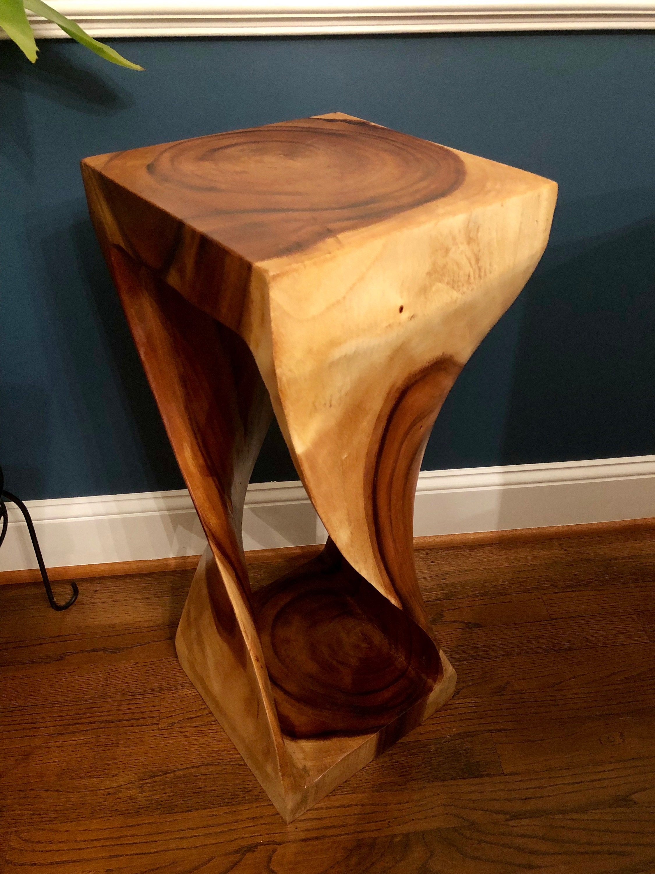 Twisted Teak Side Table Teak Wood End Table 29 inch Tall Teak Etsy