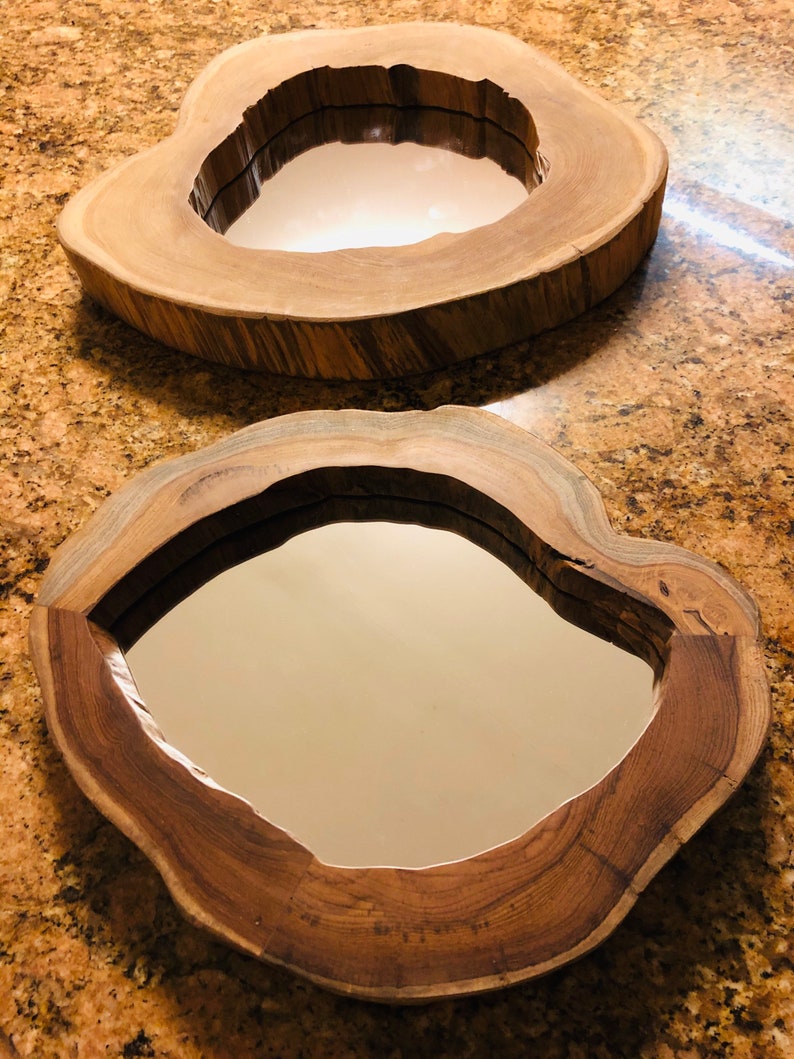 Teak Wood Mirror Frame Live Edge Wood Natural Teak Wood Wall Etsy