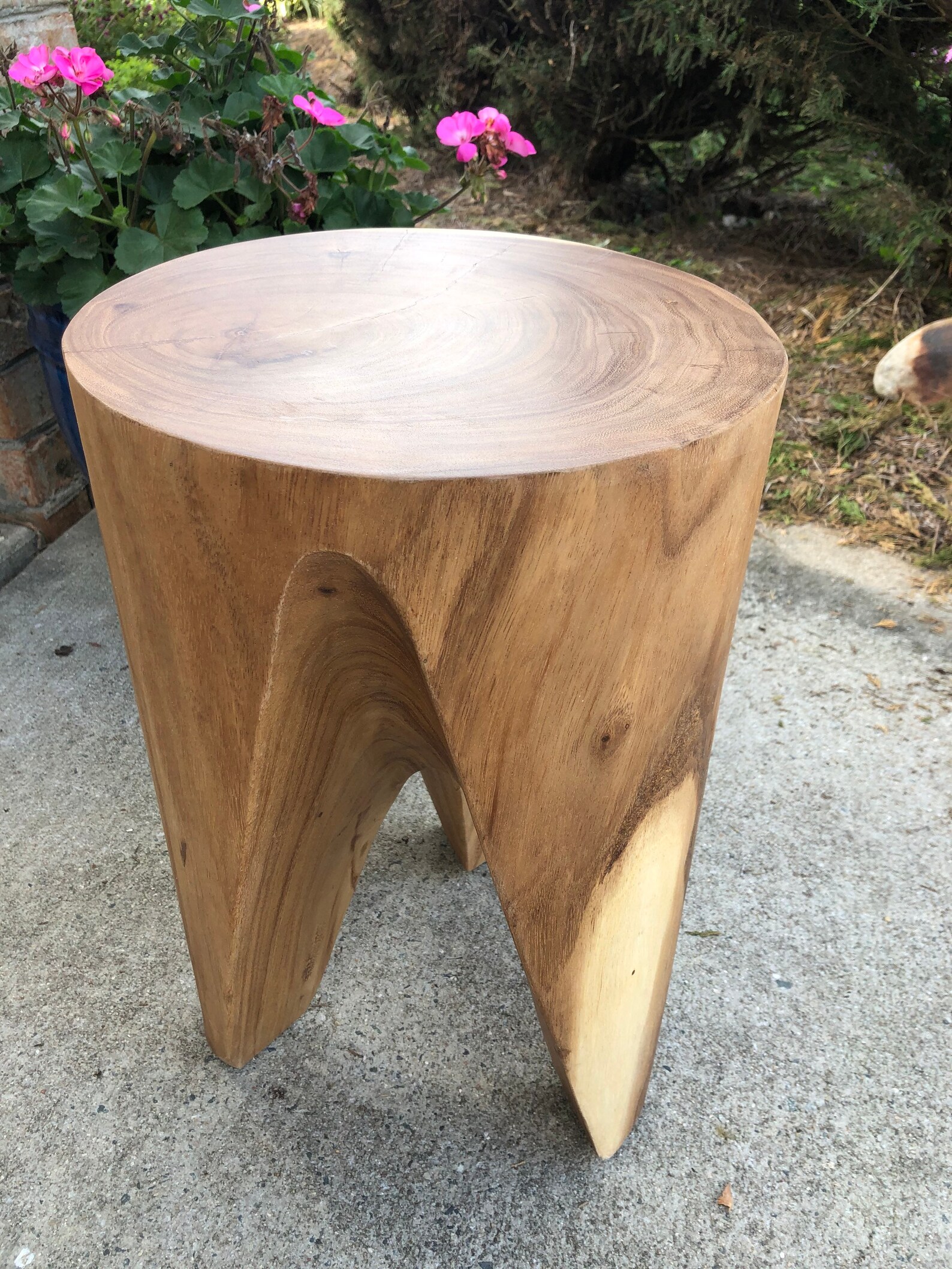 Teak Wood Side Table Teak Root Plant Stand Round Tripod Style Etsy