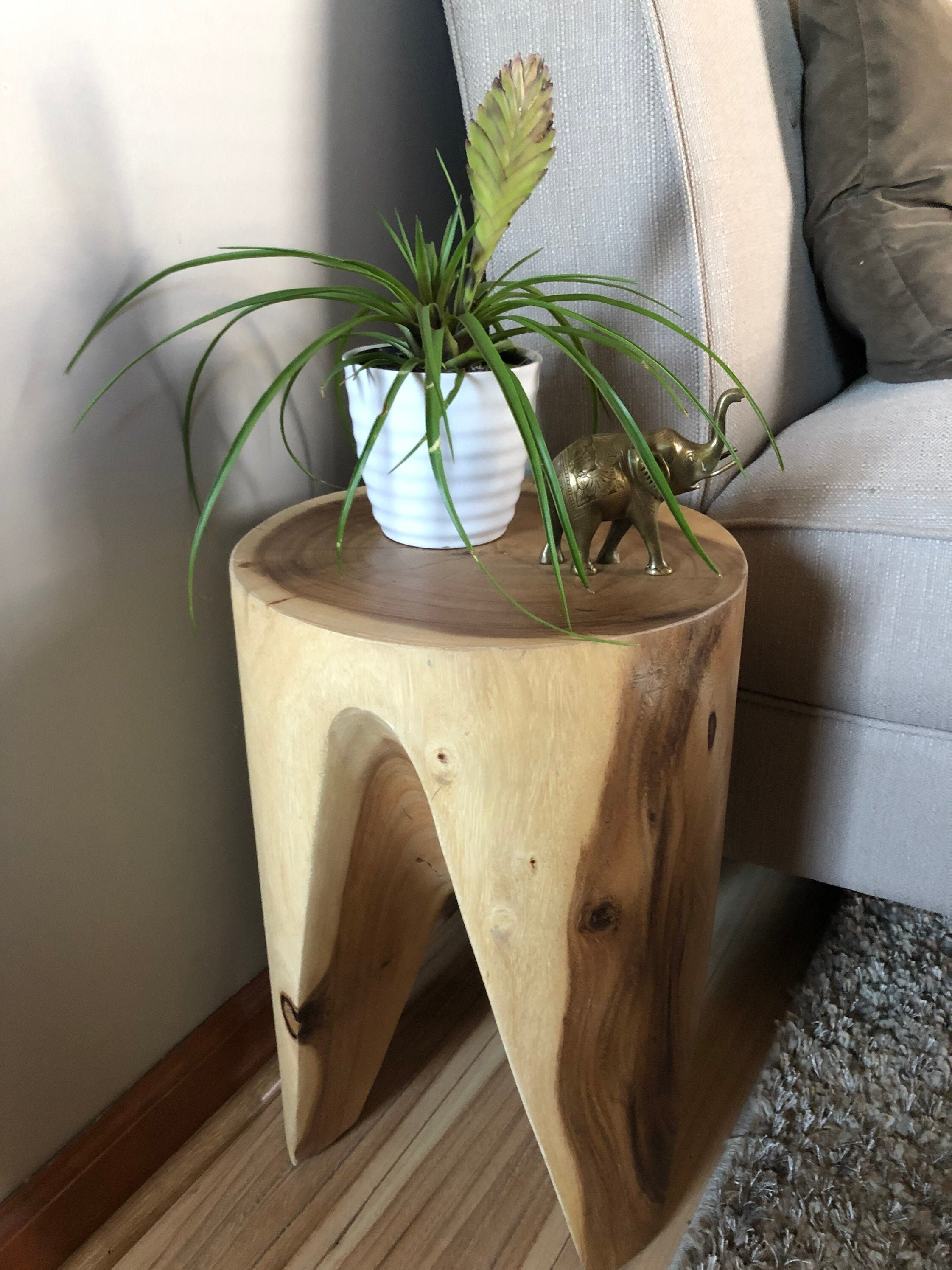 Teak Wood Side Table Teak Root Plant Stand Round Tripod Style Etsy