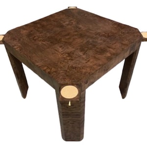 Custom Burl Wood Game Table: Mid Century Bar Table, American Made