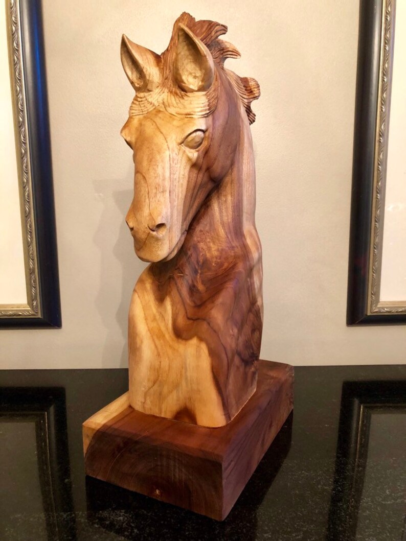 Teak Wood Horse Head Hand Carved Teak Wood Horse Head Etsy