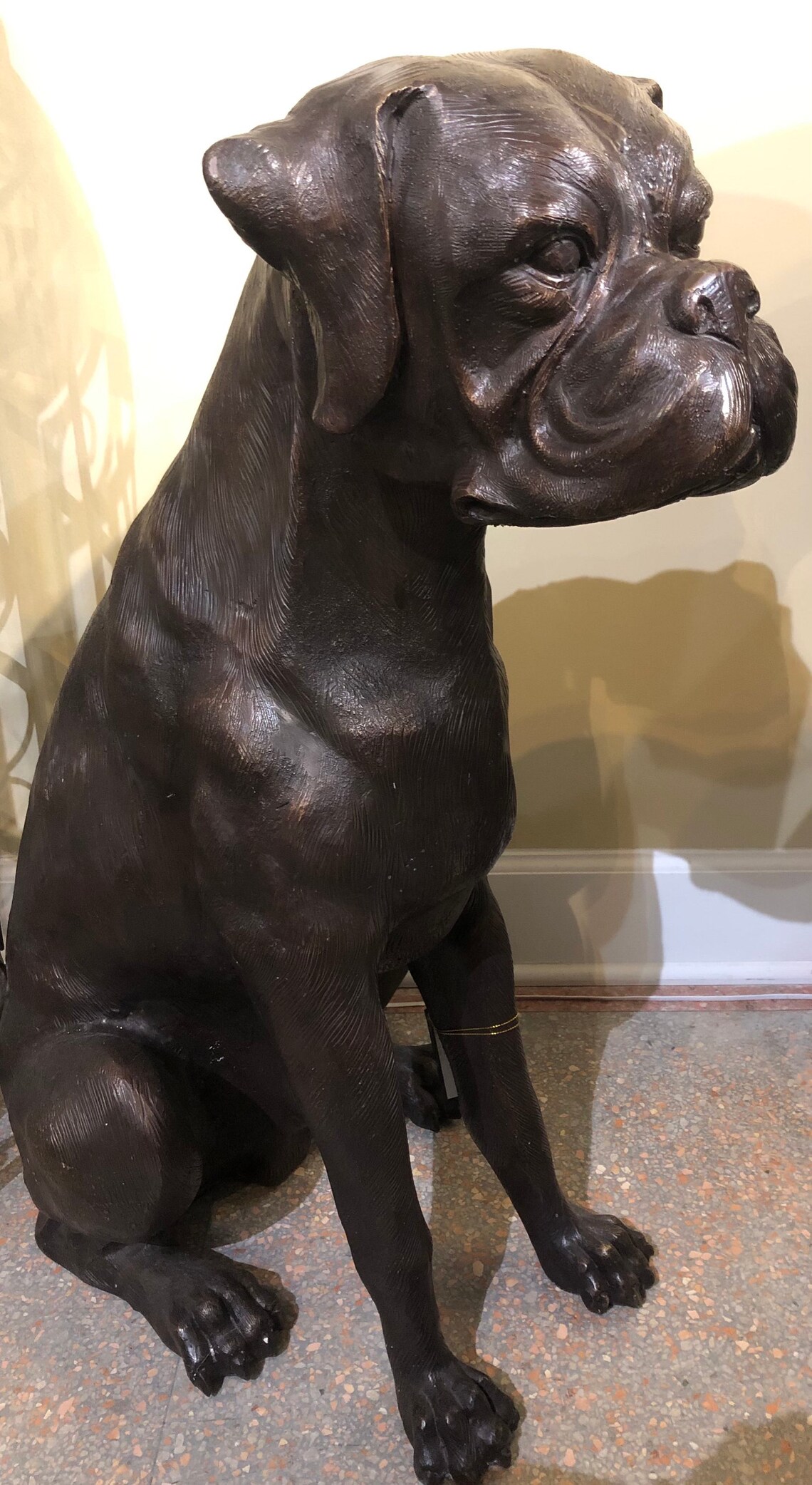 Set of 2 Large Bronze Boxer Sculptures Male Female Guard Dog Etsy