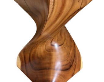 Acacia Wood Twisted Side Table, Z Twist End Table