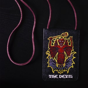 The Devil (Tarot Card) - Hand painted, crossbody, vegan leather Bag