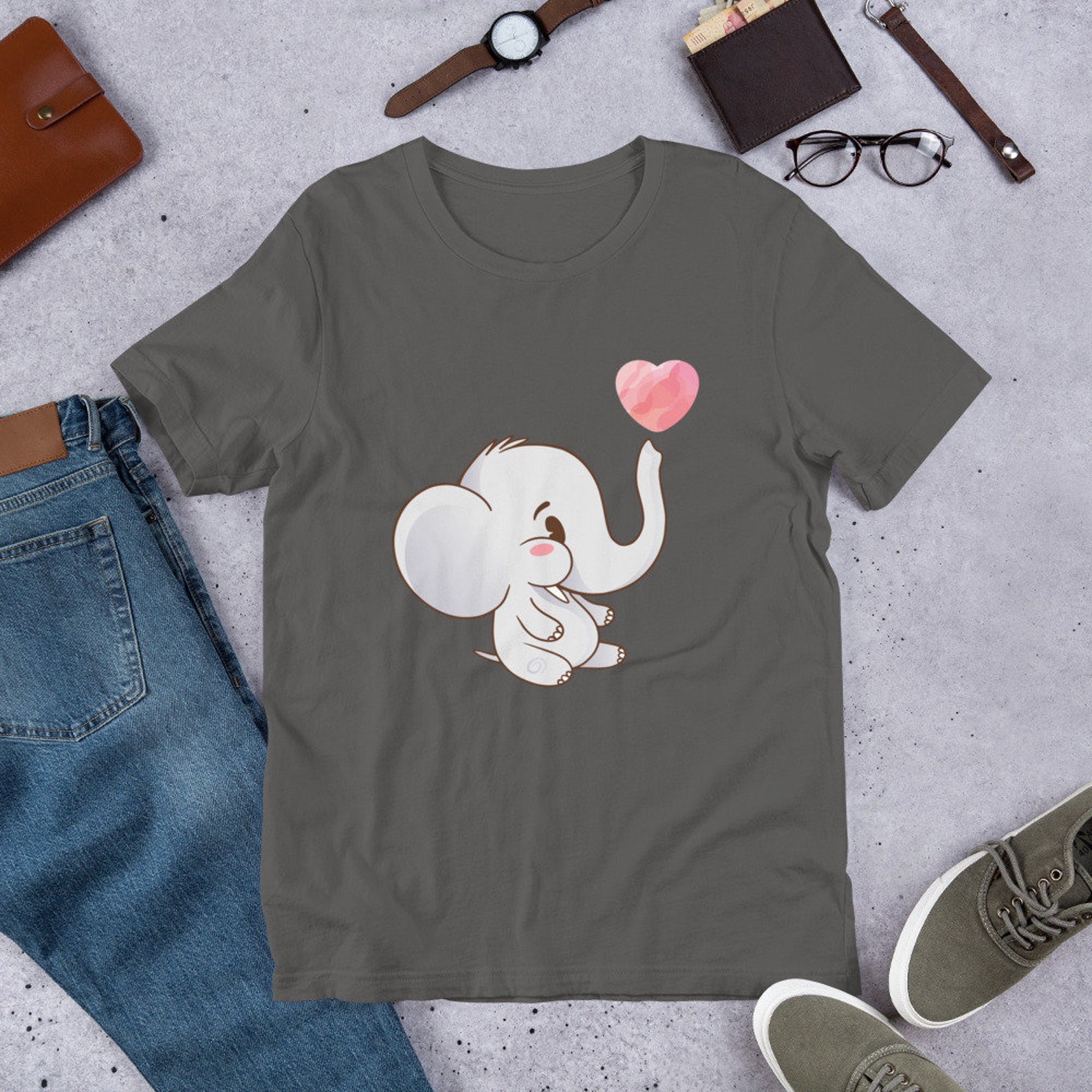 Funny Cute Baby Elephant Graphic Tee Gift Short-Sleeve Unisex | Etsy