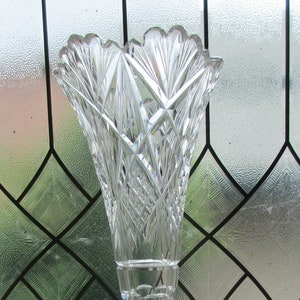 Vintage Cut Crystal Trumpet Vase , 1920&#39;s - 40&#39;s