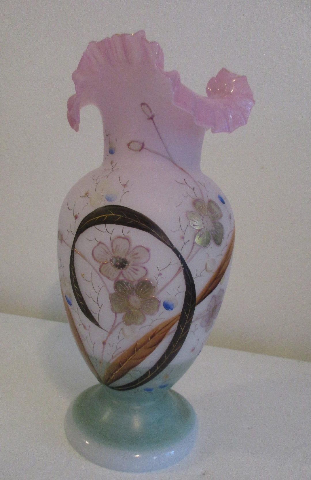 Antique Victorian Bristol Glass Vase Etsy