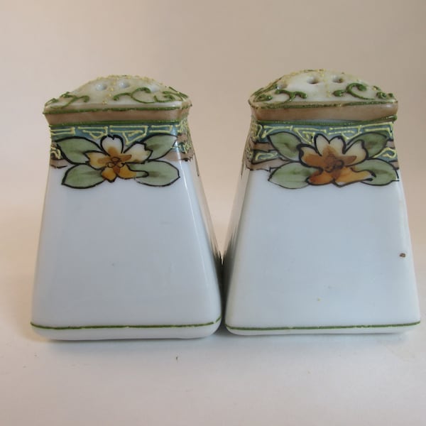 Hand Painted Nippon Salt and Pepper Shakers with Moriage