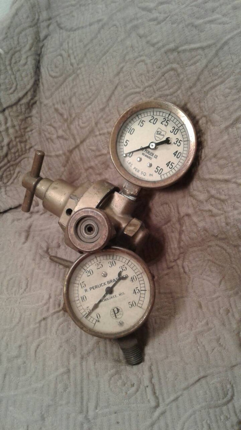Antique Brewery Gauges Antique Brass Antique Gauge Steam punk Vintage Gauges Perlick Brass Company Milwaukee Wisconsin